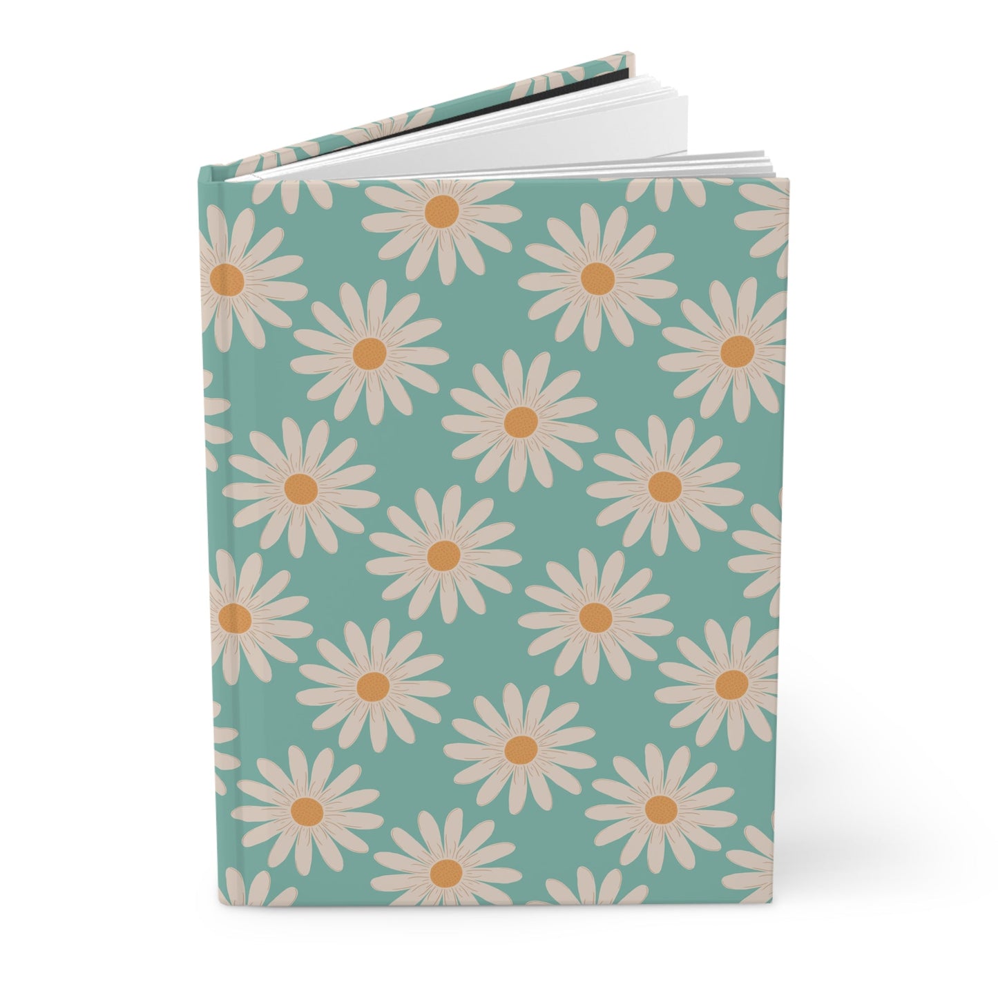 Daisies Hardcover Journal with hand - drawn artwork - Flourish Moon Studio