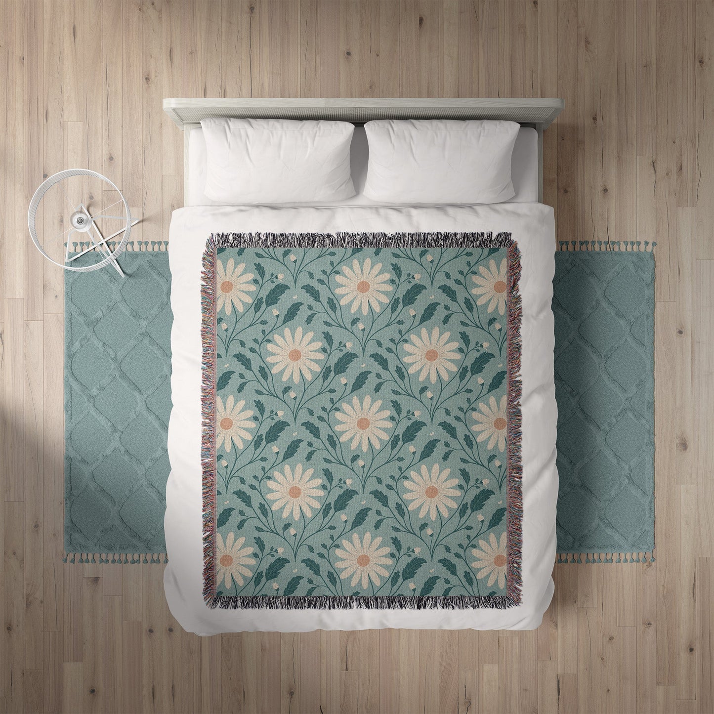 Daisy Daydream Cozy Woven Blanket with hand - drawn artwork - Flourish Moon Studio