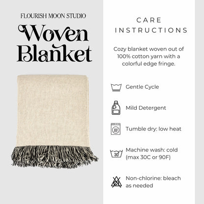 Daisy Daydream Cozy Woven Blanket with hand - drawn artwork - Flourish Moon Studio