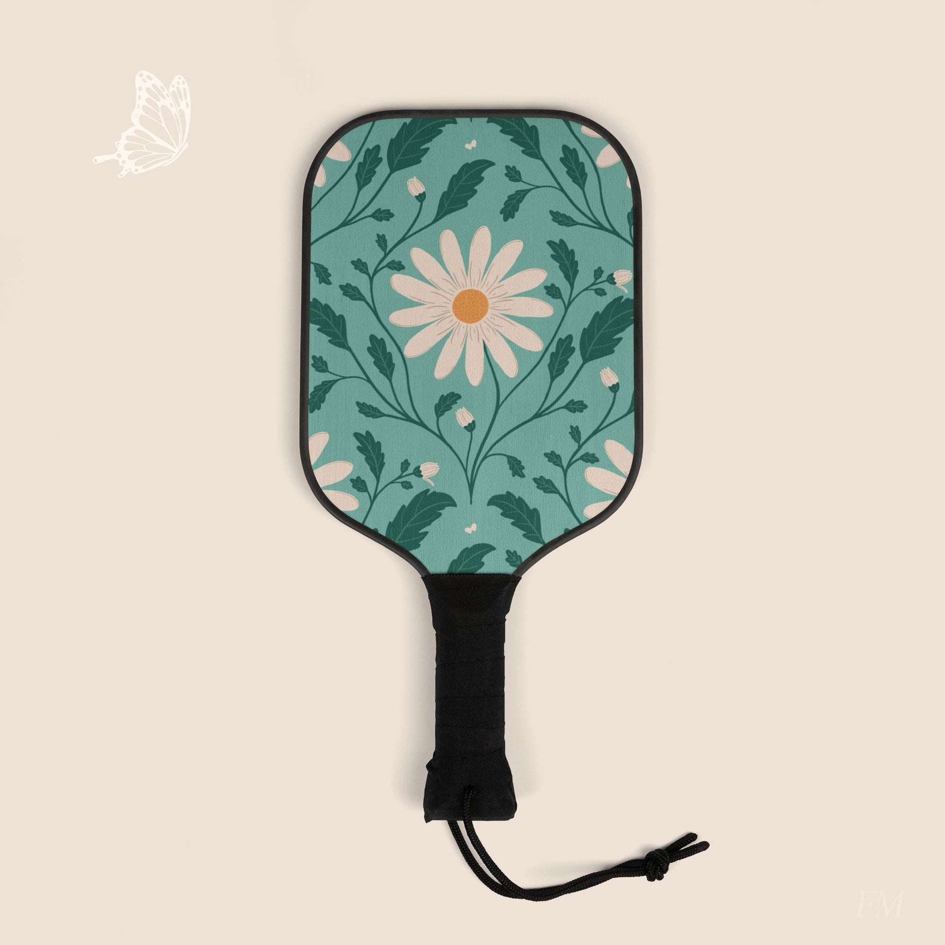 Daisy Daydream Floral Pickleball Paddles Set with hand drawn artwork - Flourish Moon Studio