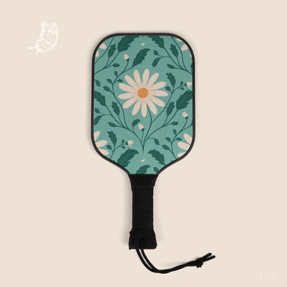 Daisy Daydream Floral Pickleball Paddles Set with hand drawn artwork - Flourish Moon Studio