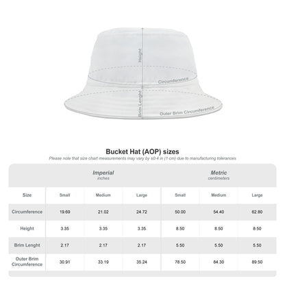 Daisy Daydream Floral & Plaid bucket hat with hand - drawn artwork - Flourish Moon Studio