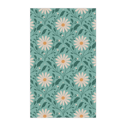 Daisy Daydream Floral Tea Towel with hand - drawn artwork - Flourish Moon Studio