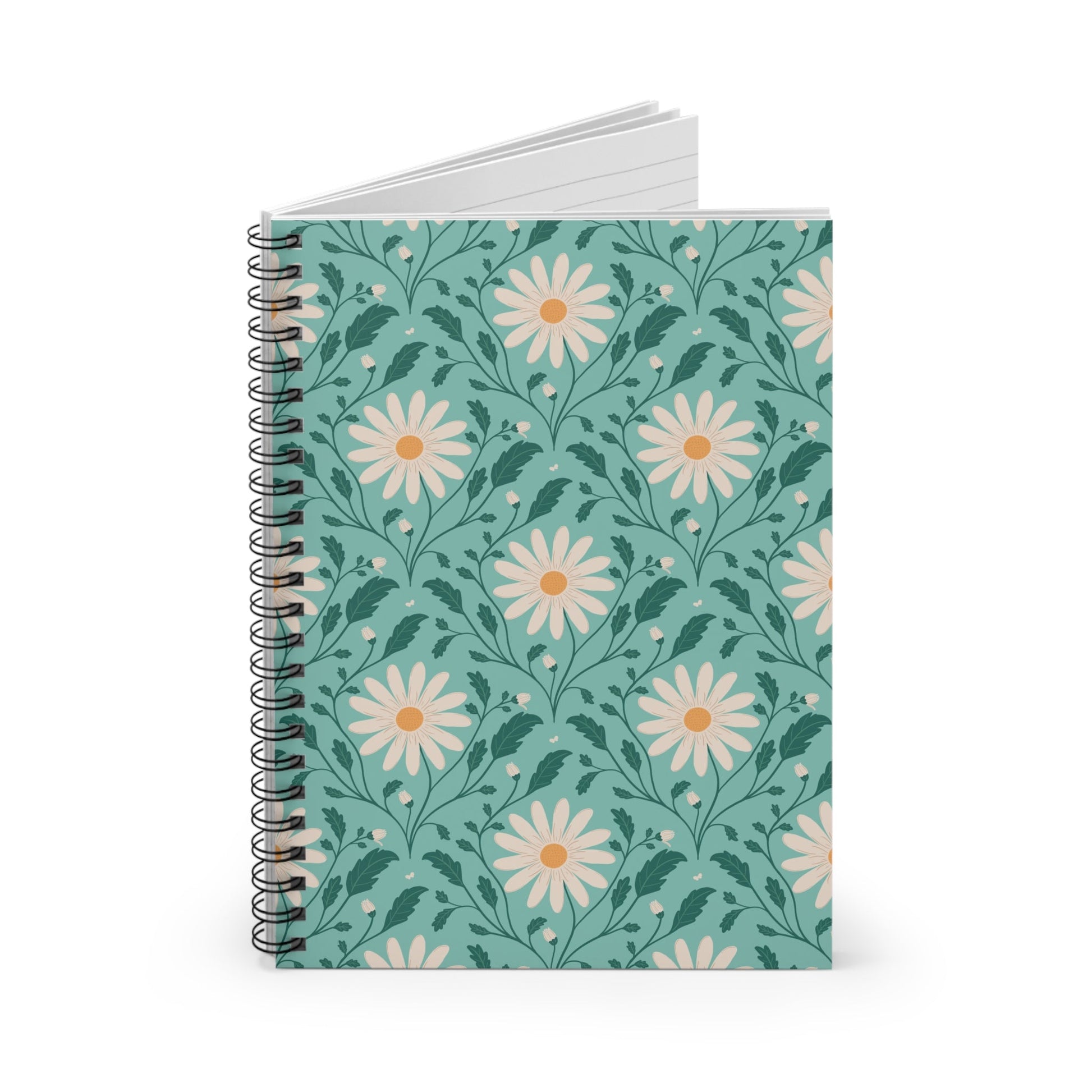 Daisy Daydream Spiral Notebook with hand - drawn artwork - Flourish Moon Studio