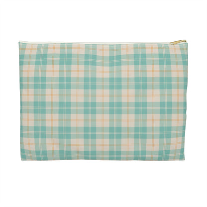 Daisy Daydream Tartan Zipper Pouch with hand - drawn artwork - Flourish Moon Studio