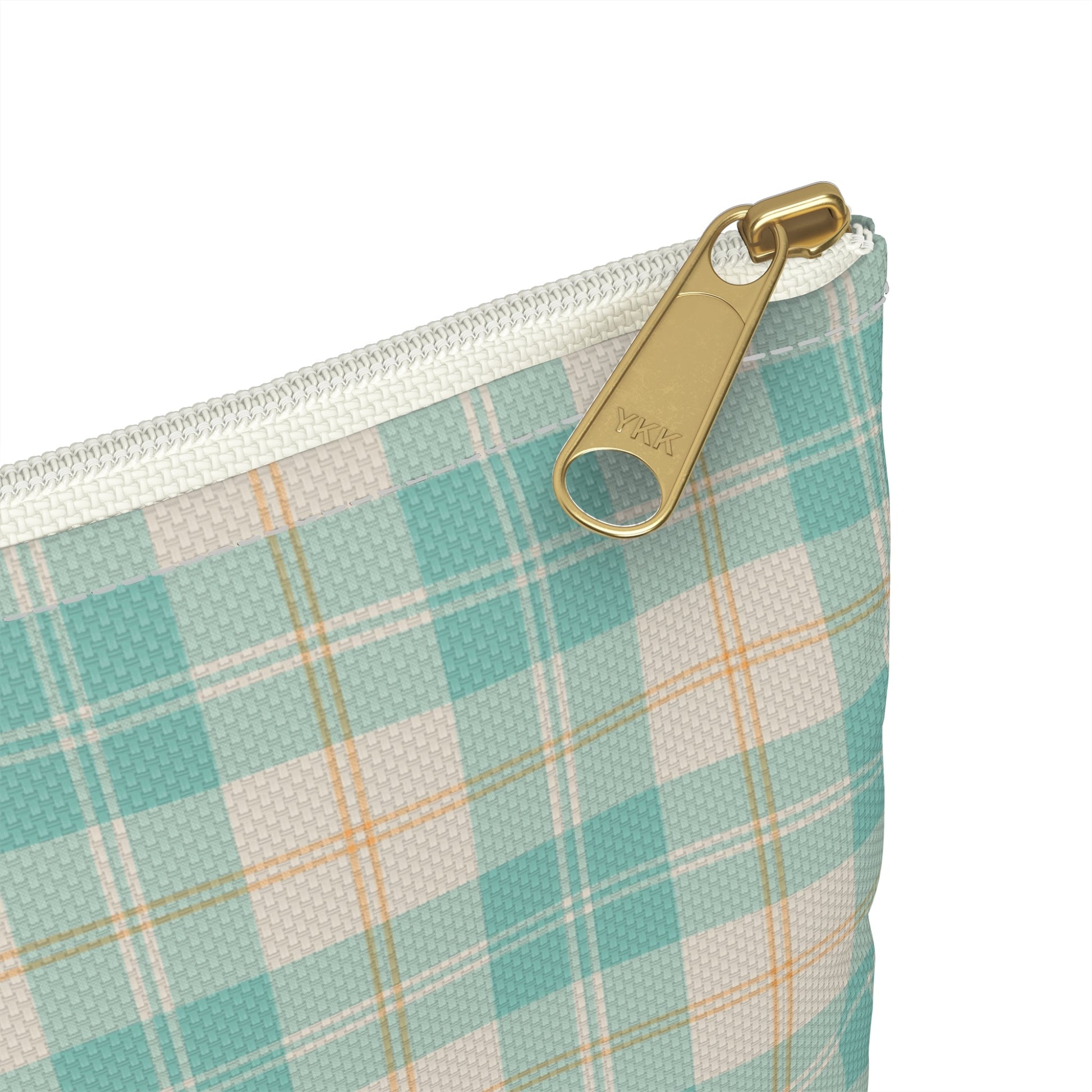 Daisy Daydream Tartan Zipper Pouch with hand - drawn artwork - Flourish Moon Studio