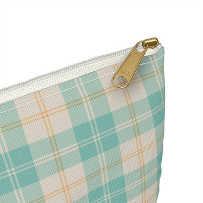 Daisy Daydream Tartan Zipper Pouch with hand - drawn artwork - Flourish Moon Studio