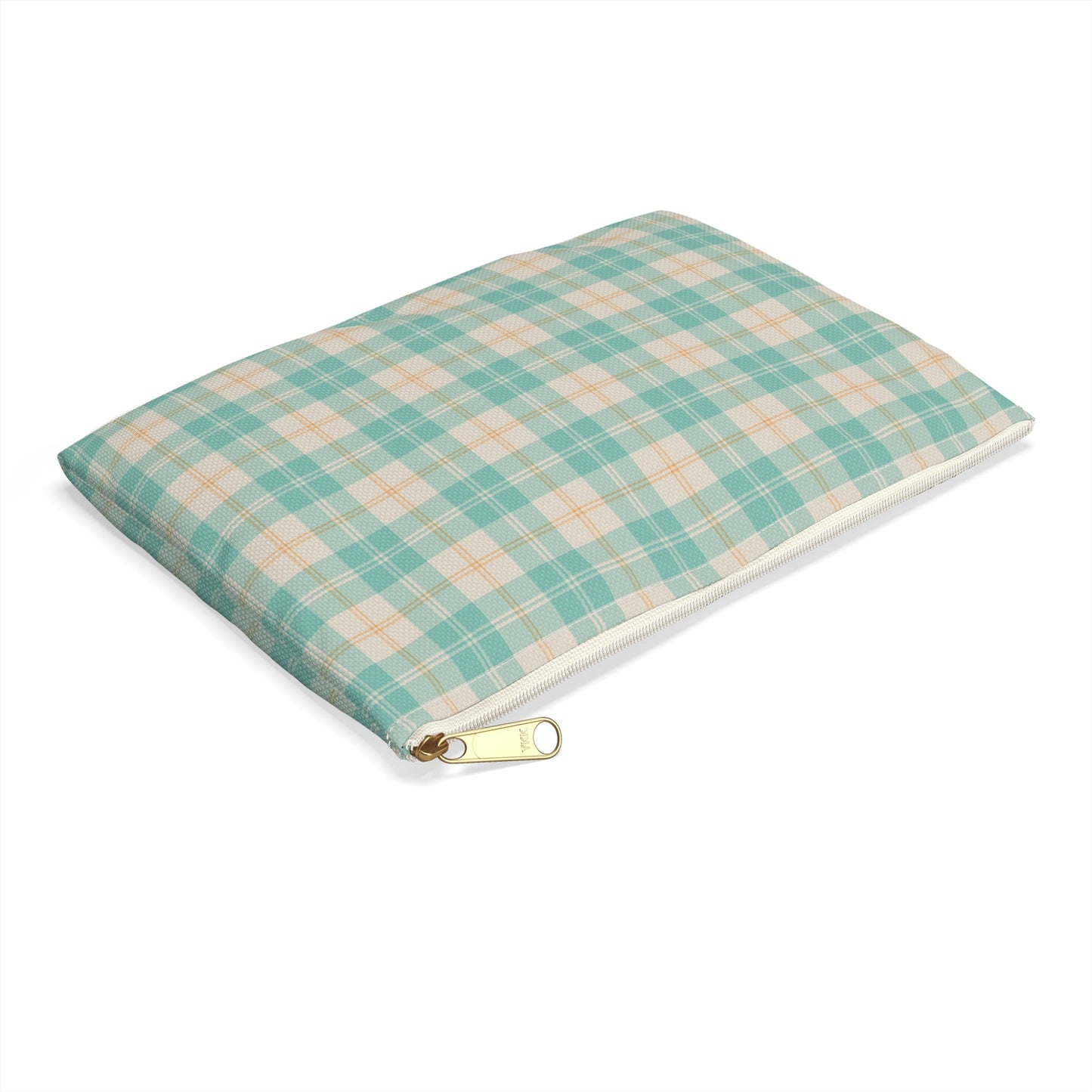 Daisy Daydream Tartan Zipper Pouch with hand - drawn artwork - Flourish Moon Studio