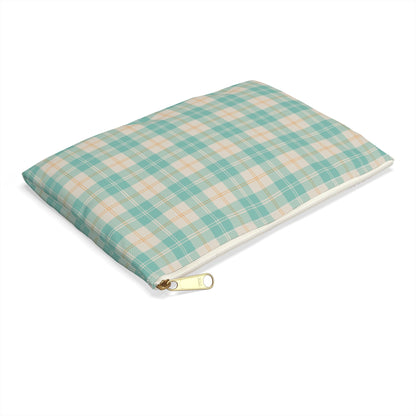 Daisy Daydream Tartan Zipper Pouch with hand - drawn artwork - Flourish Moon Studio