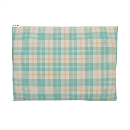 Daisy Daydream Tartan Zipper Pouch with hand - drawn artwork - Flourish Moon Studio