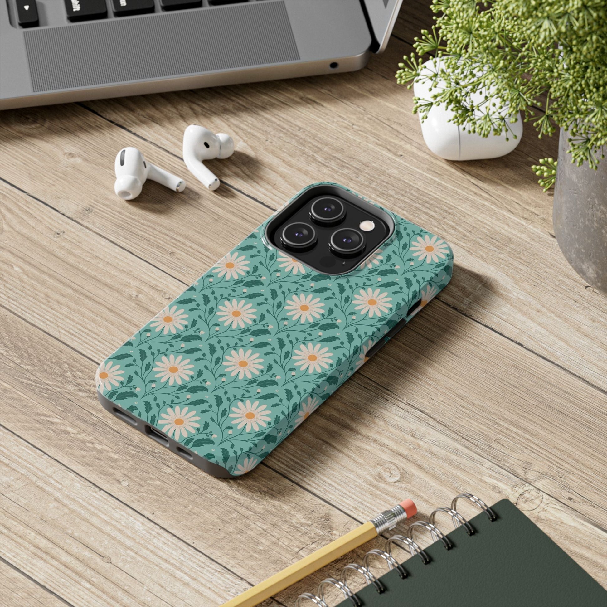 Daisy Daydream Tough Phone Case with hand - drawn artwork - Flourish Moon Studio