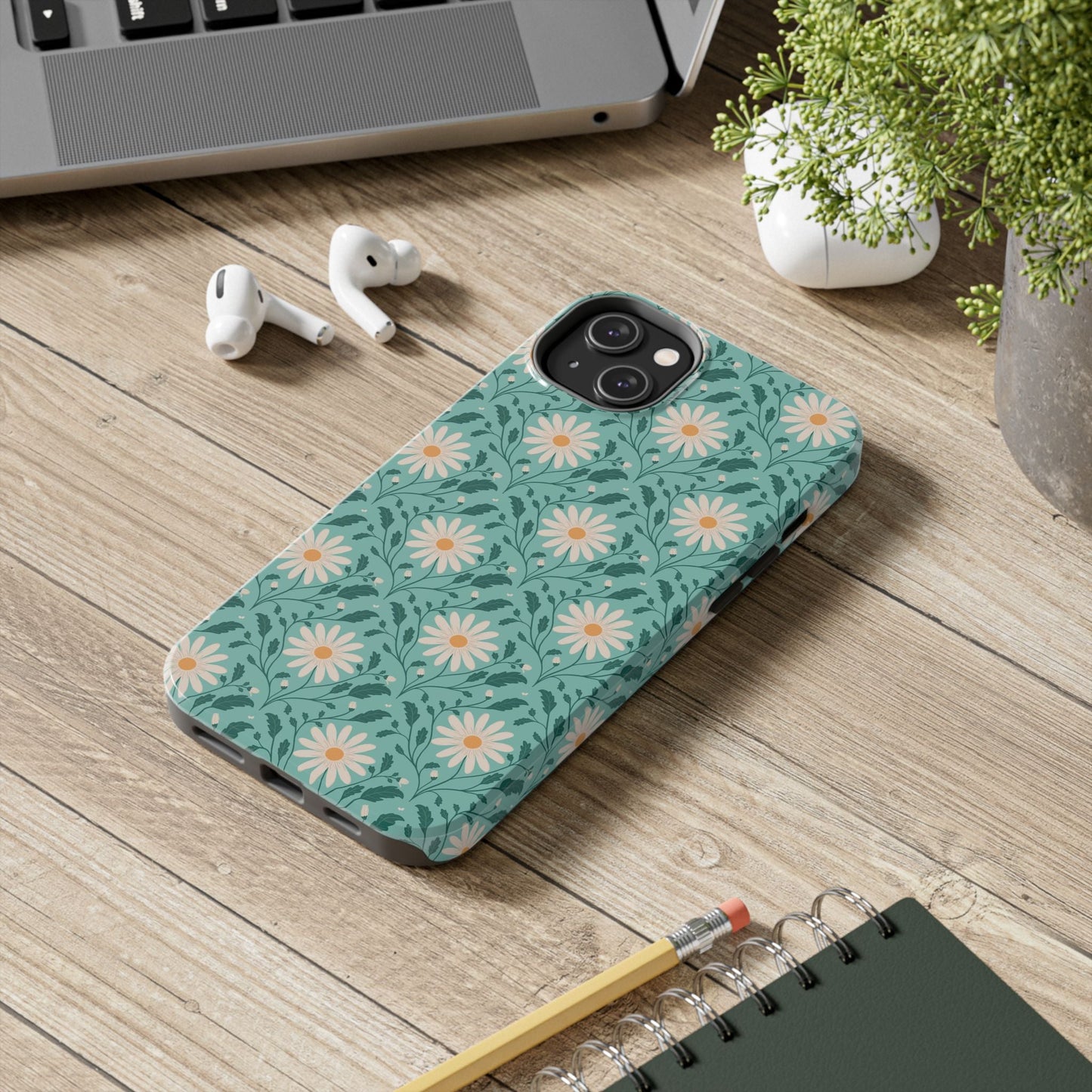 Daisy Daydream Tough Phone Case with hand - drawn artwork - Flourish Moon Studio