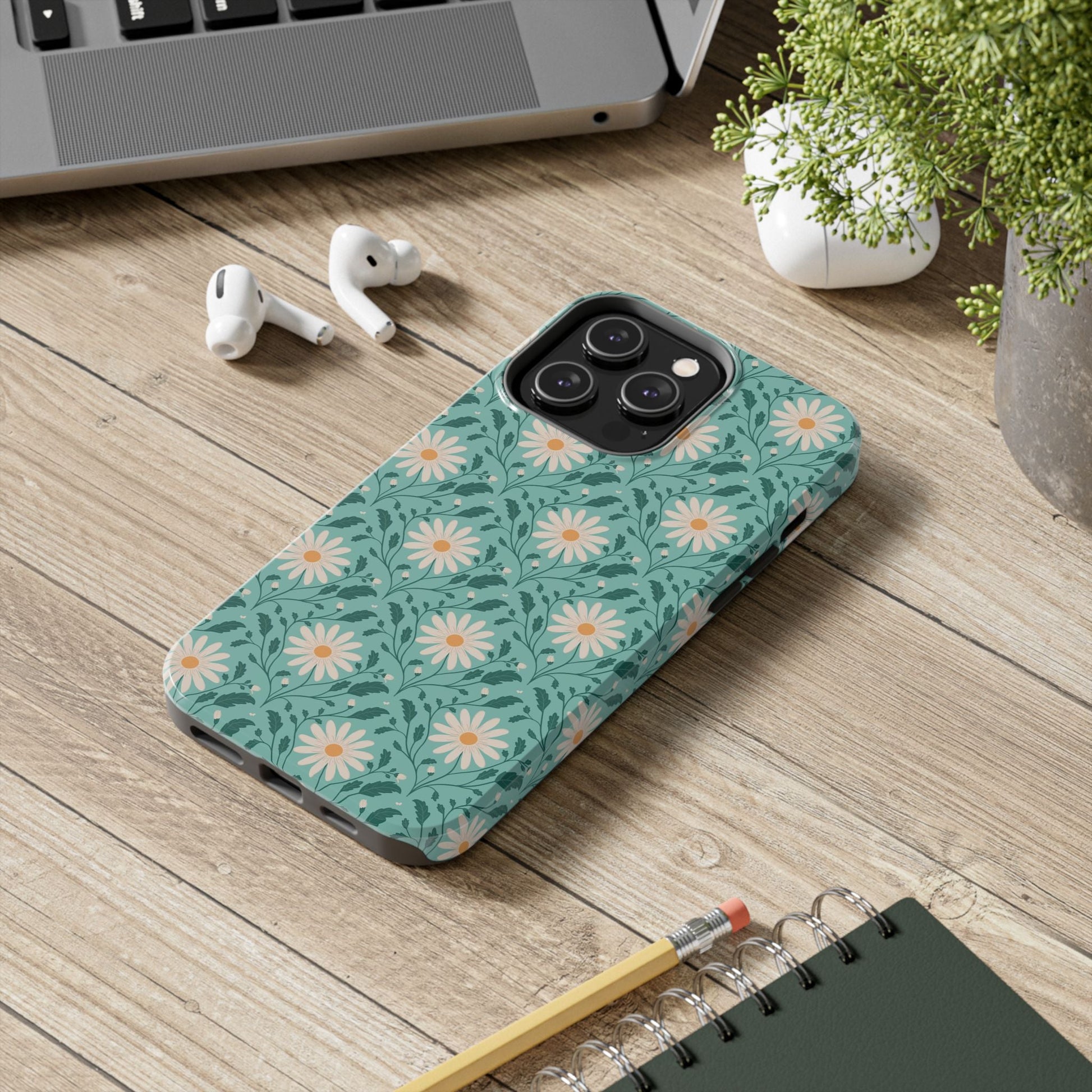 Daisy Daydream Tough Phone Case with hand - drawn artwork - Flourish Moon Studio