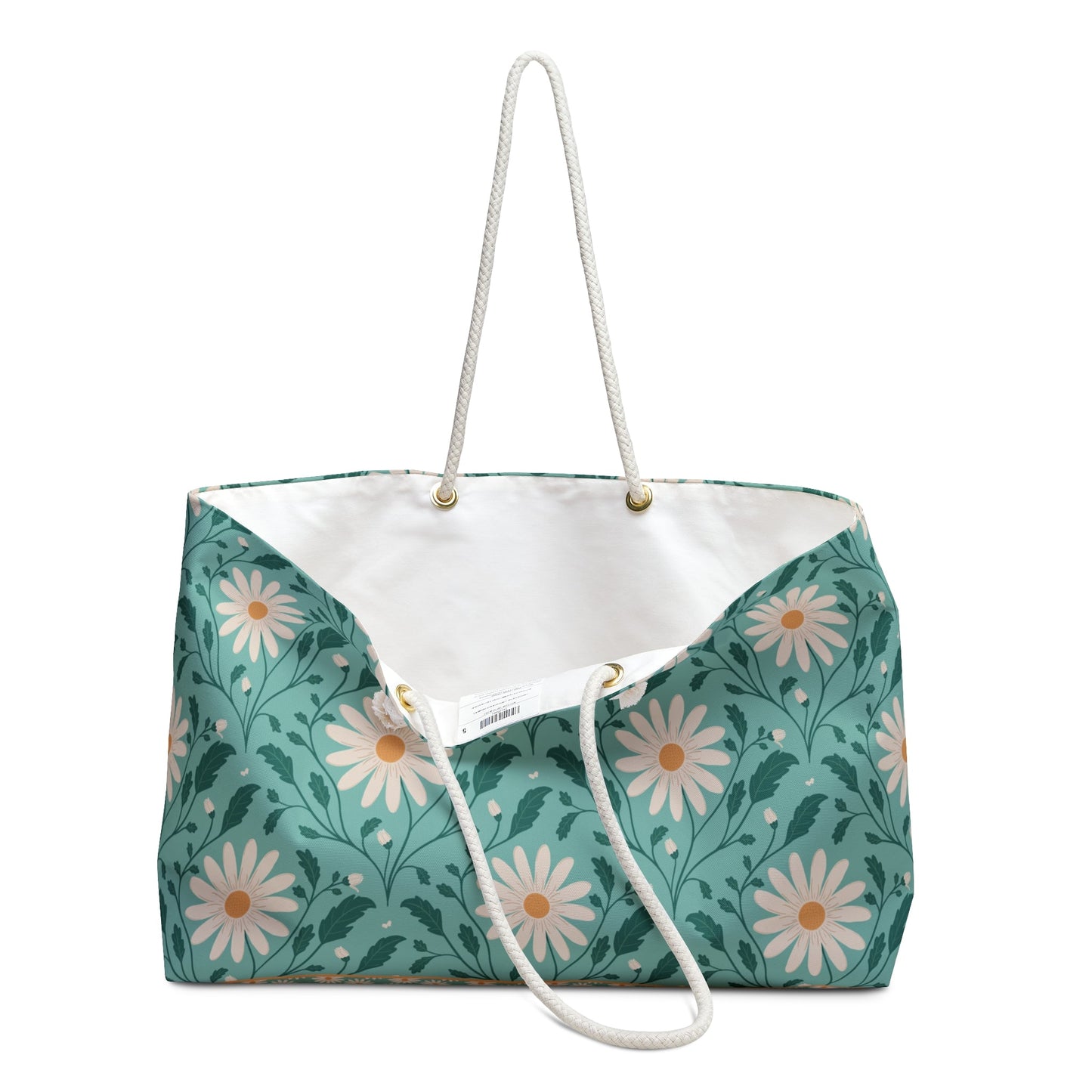 Daisy Daydream Weekender Bag with hand - drawn artwork - Flourish Moon Studio