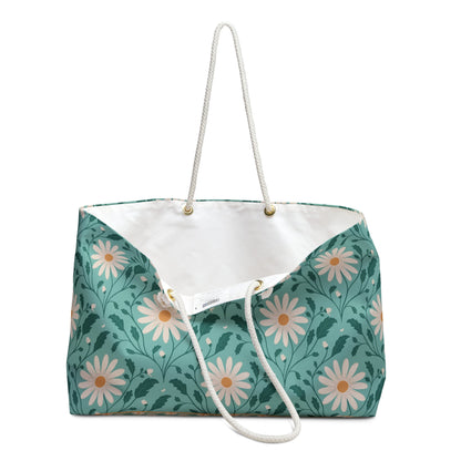 Daisy Daydream Weekender Bag with hand - drawn artwork - Flourish Moon Studio