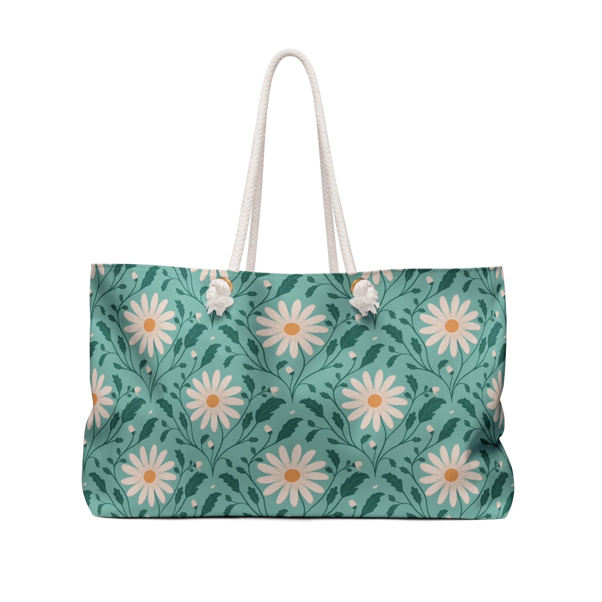 Daisy Daydream Weekender Bag with hand - drawn artwork - Flourish Moon Studio