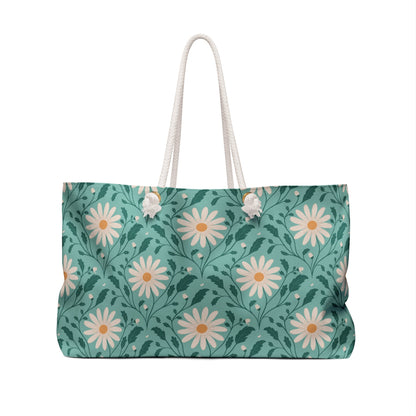 Daisy Daydream Weekender Bag with hand - drawn artwork - Flourish Moon Studio