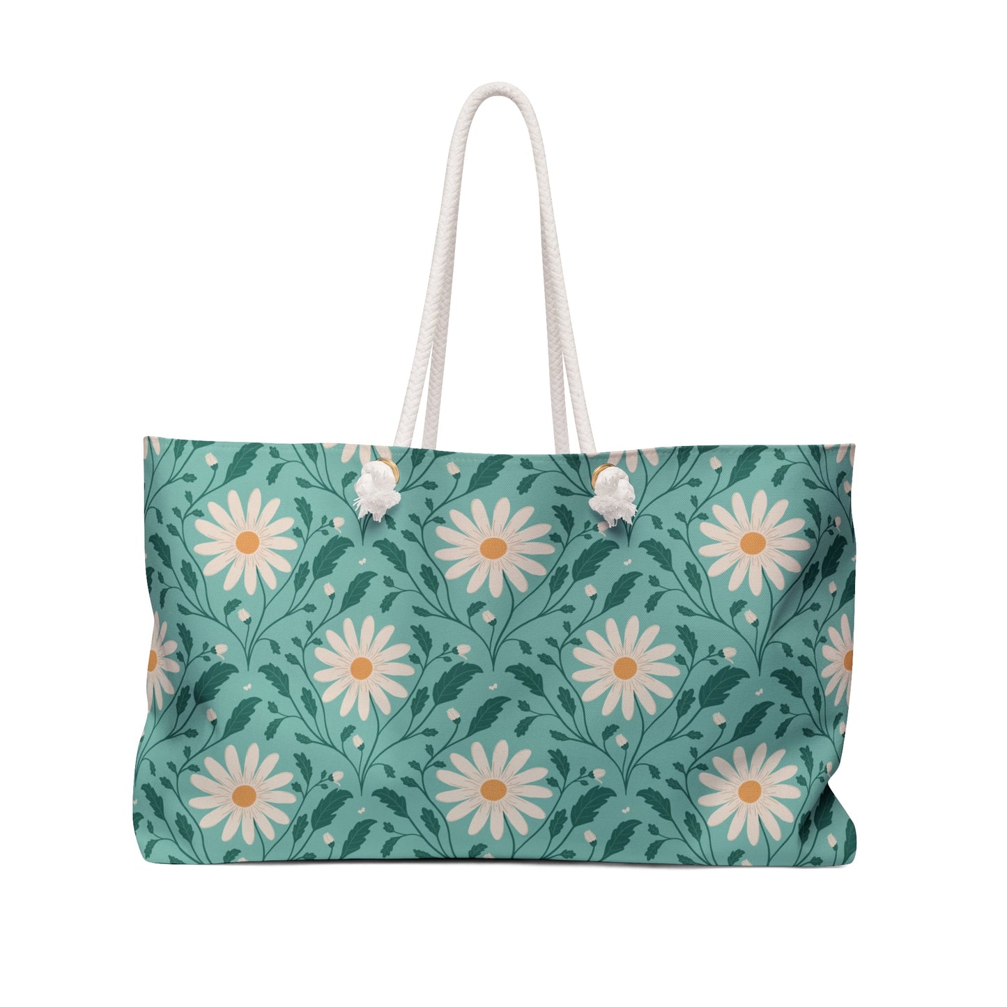 Daisy Daydream Weekender Bag with hand - drawn artwork - Flourish Moon Studio