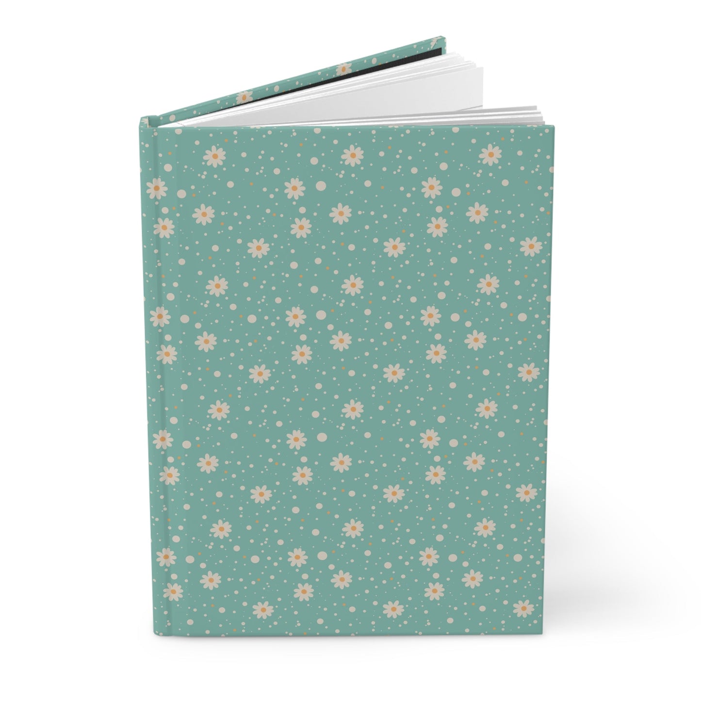Daisy Dot Aqua Hardcover Journal with hand - drawn artwork - Flourish Moon Studio