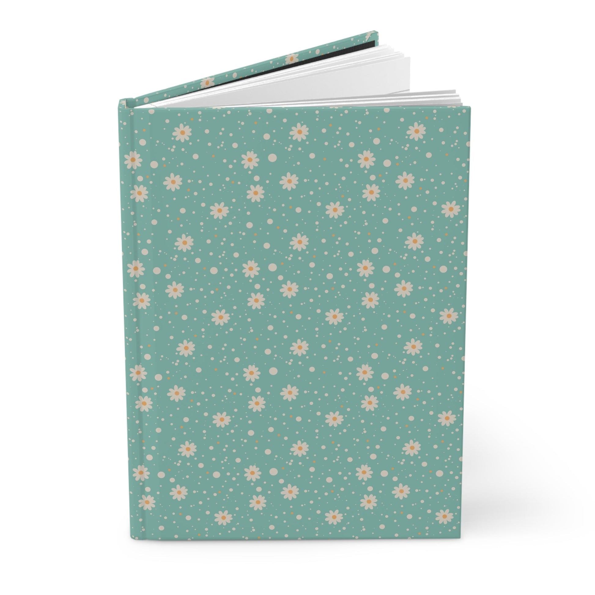 Daisy Dot Aqua Hardcover Journal with hand - drawn artwork - Flourish Moon Studio