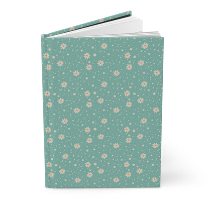 Daisy Dot Aqua Hardcover Journal with hand - drawn artwork - Flourish Moon Studio