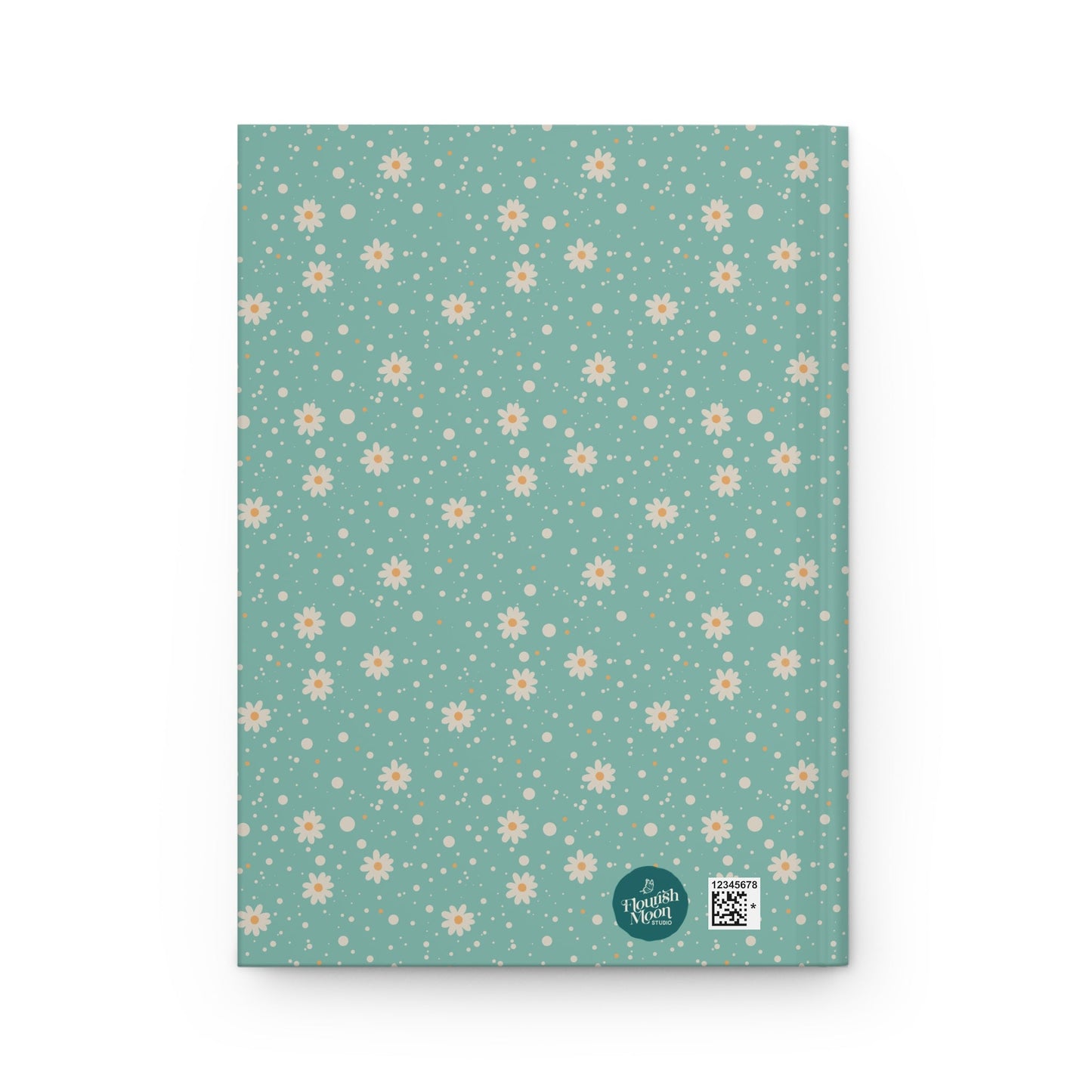Daisy Dot Aqua Hardcover Journal with hand - drawn artwork - Flourish Moon Studio