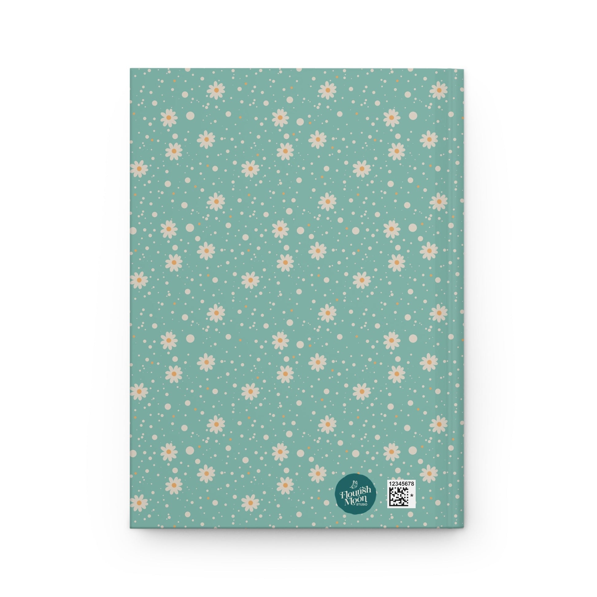 Daisy Dot Aqua Hardcover Journal with hand - drawn artwork - Flourish Moon Studio