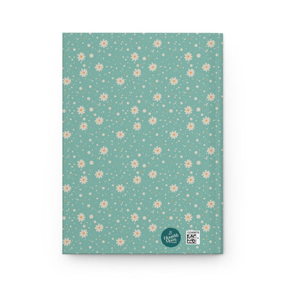 Daisy Dot Aqua Hardcover Journal with hand - drawn artwork - Flourish Moon Studio