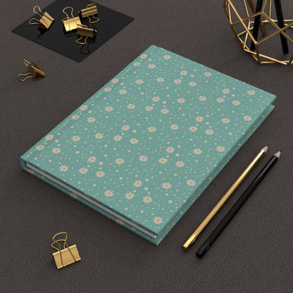 Daisy Dot Aqua Hardcover Journal with hand - drawn artwork - Flourish Moon Studio