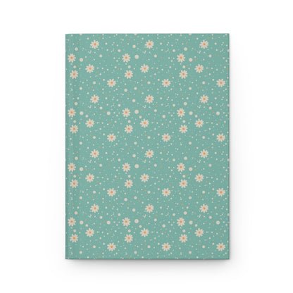 Daisy Dot Aqua Hardcover Journal with hand - drawn artwork - Flourish Moon Studio
