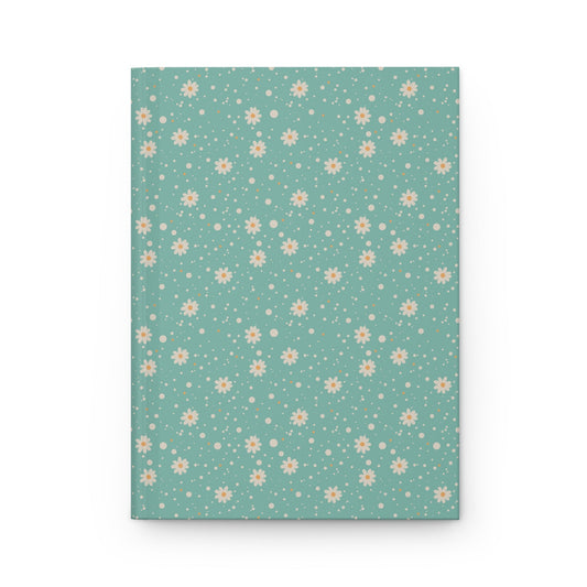 Daisy Dot Aqua Hardcover Journal with hand - drawn artwork - Flourish Moon Studio