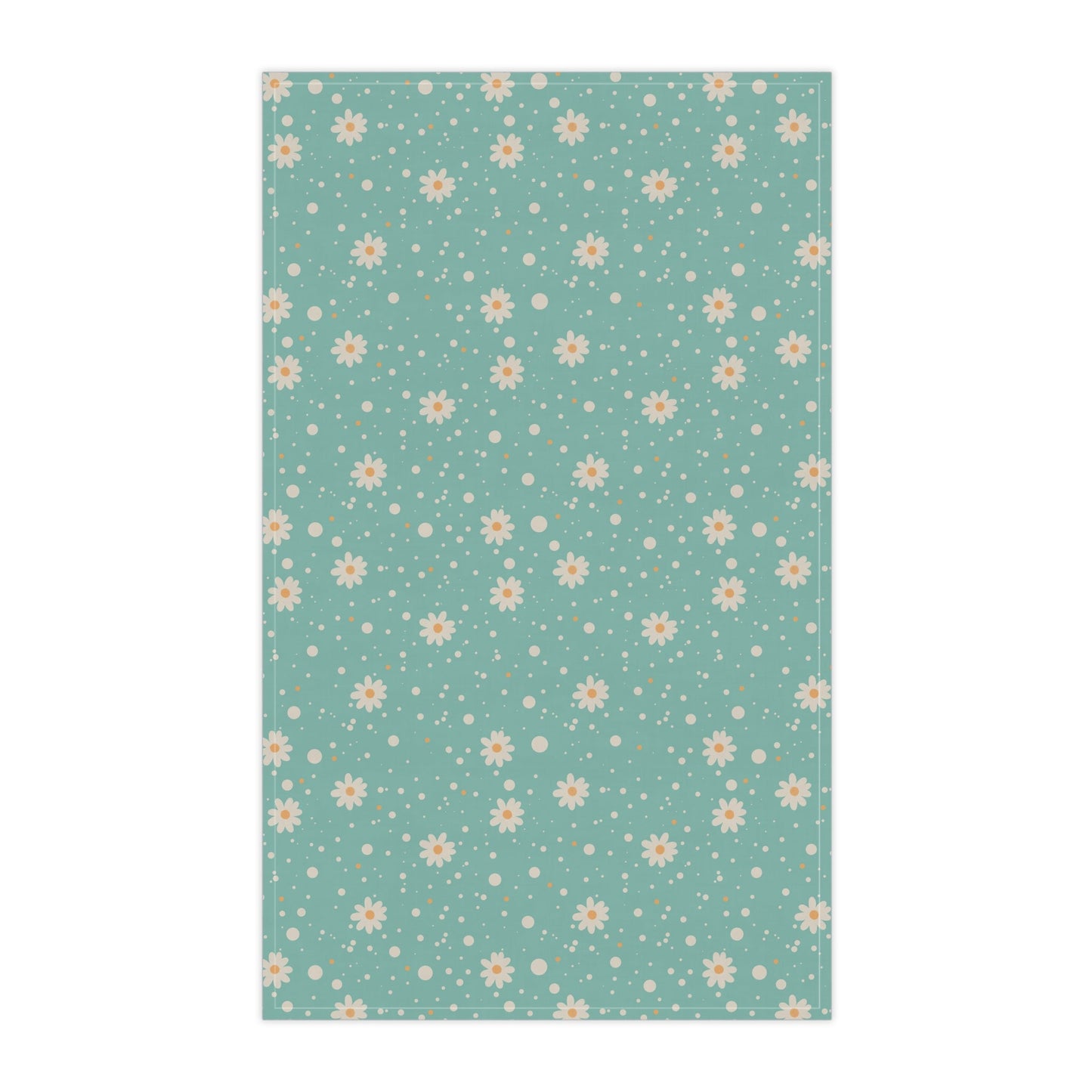 Daisy Dot Blue Tea Towel with hand - drawn artwork - Flourish Moon Studio