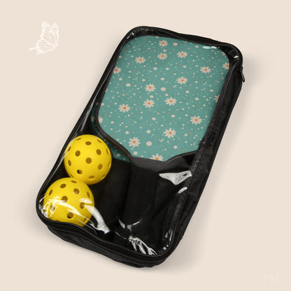 Daisy Dot Floral Pickleball Paddles Set with hand drawn artwork - Flourish Moon Studio