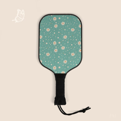 Daisy Dot Floral Pickleball Paddles Set with hand drawn artwork - Flourish Moon Studio