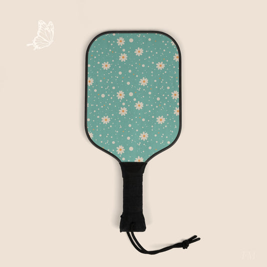 Daisy Dot Floral Pickleball Paddles Set with hand drawn artwork - Flourish Moon Studio