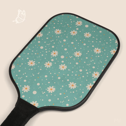 Daisy Dot Floral Pickleball Paddles Set with hand drawn artwork - Flourish Moon Studio