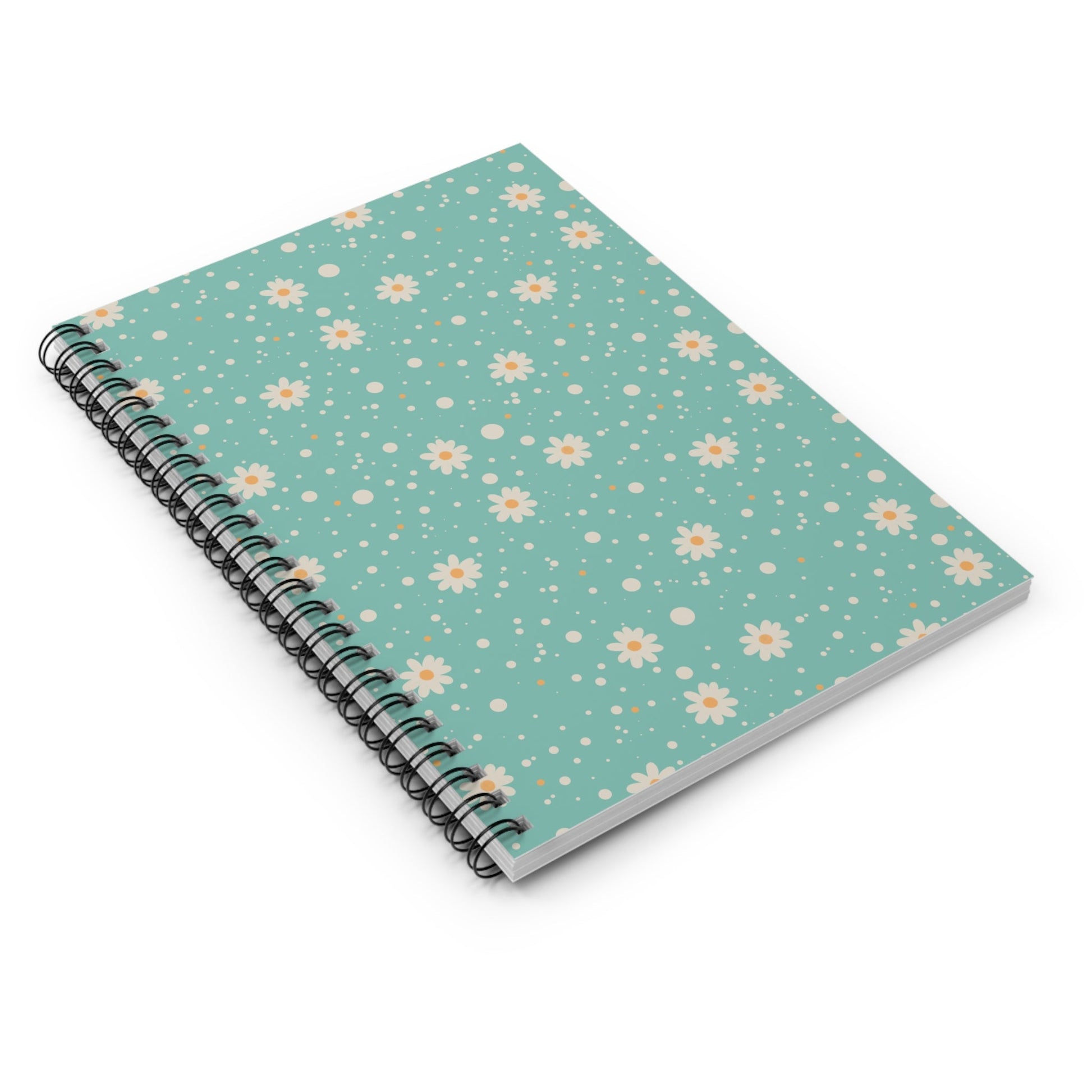 Daisy Dot Floral Spiral Notebook with hand - drawn artwork - Flourish Moon Studio