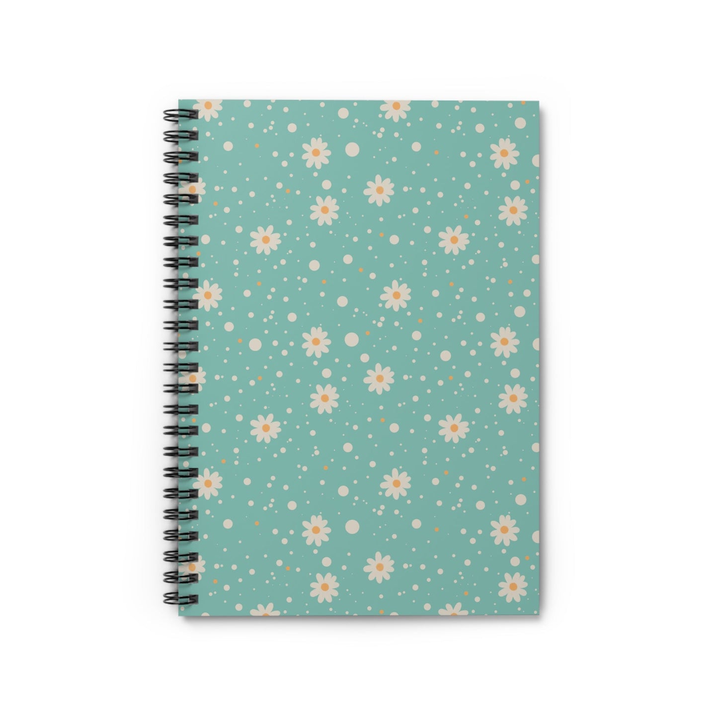 Daisy Dot Floral Spiral Notebook with hand - drawn artwork - Flourish Moon Studio