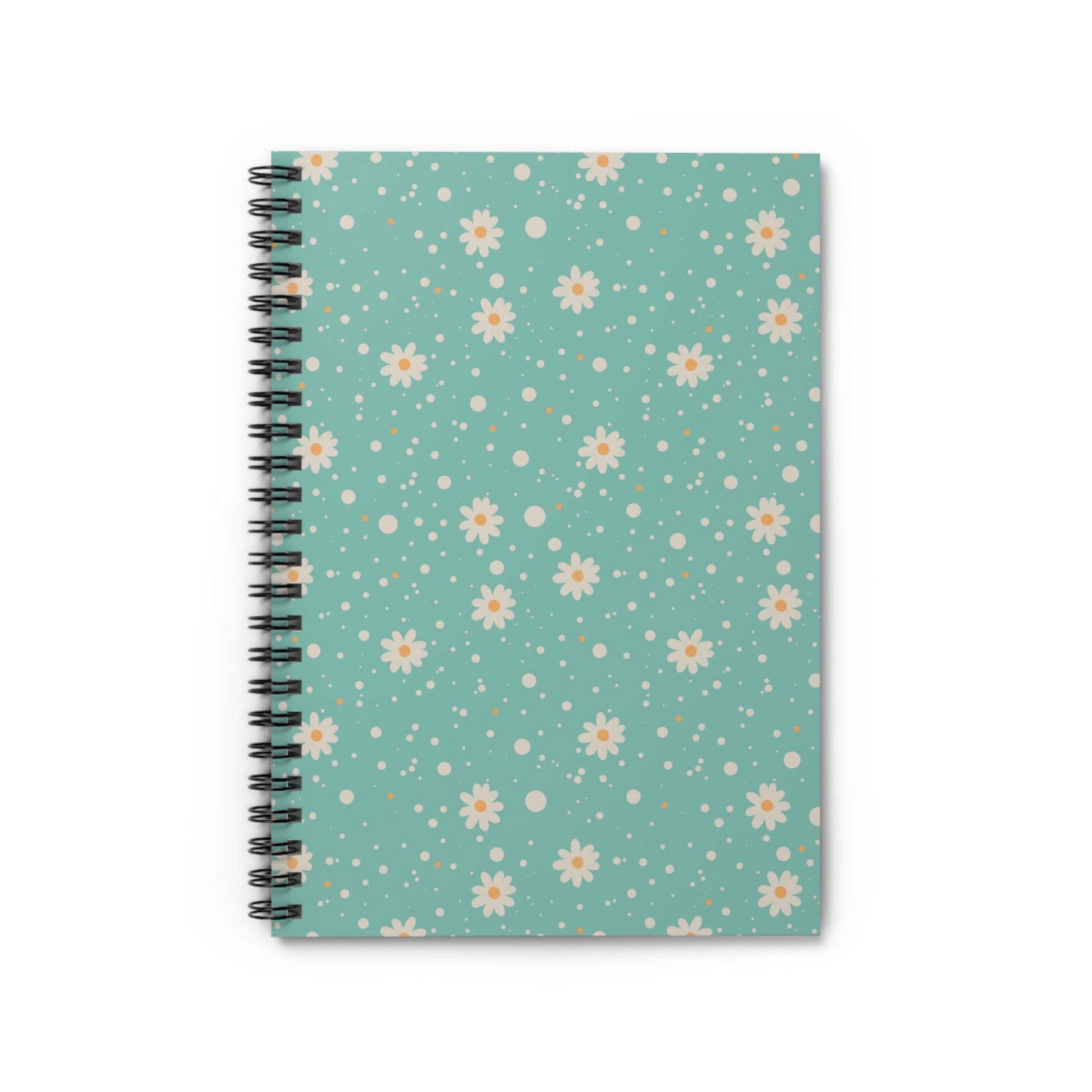 Daisy Dot Floral Spiral Notebook with hand - drawn artwork - Flourish Moon Studio