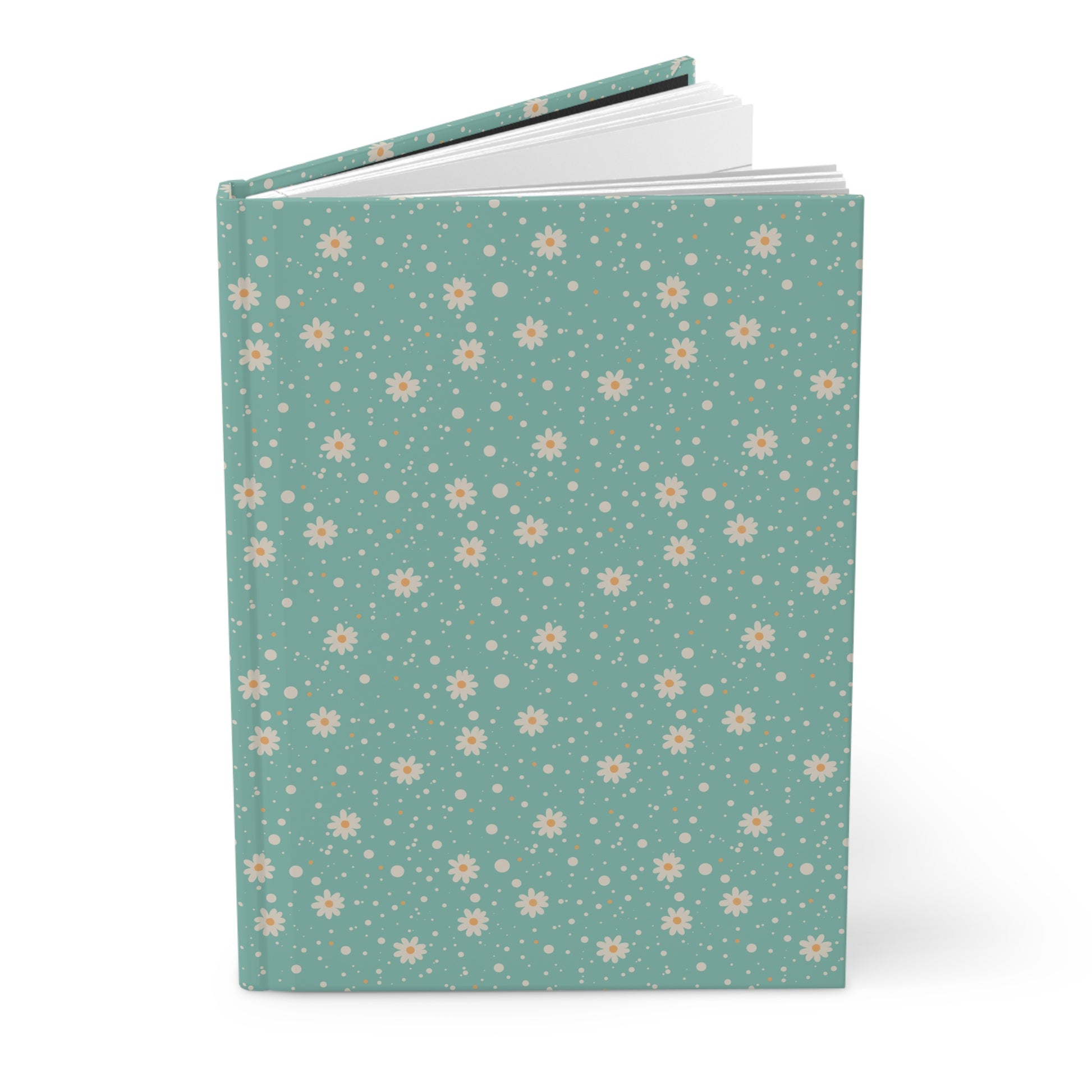 Notebook with a floral pattern on a teal background