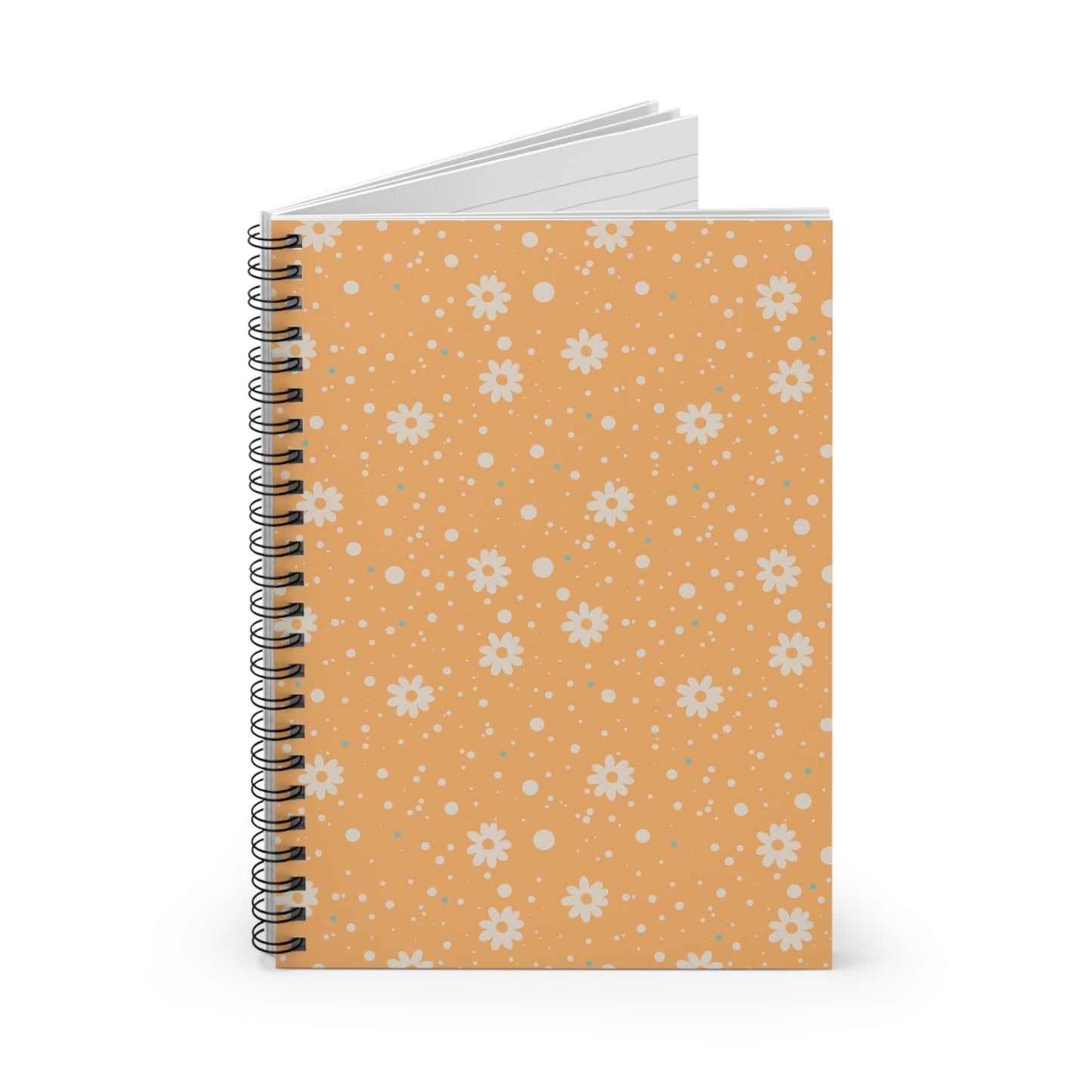 Daisy Dot Sun Floral Spiral Notebook with hand - drawn artwork - Flourish Moon Studio