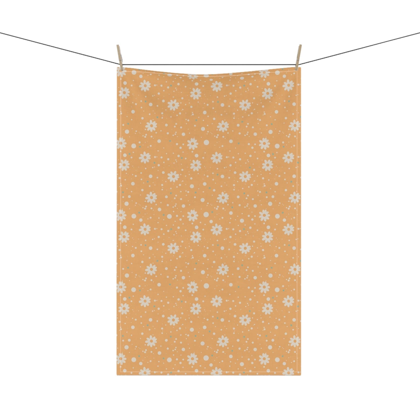 Daisy Dot Sun Tea Towel with hand - drawn artwork - Flourish Moon Studio