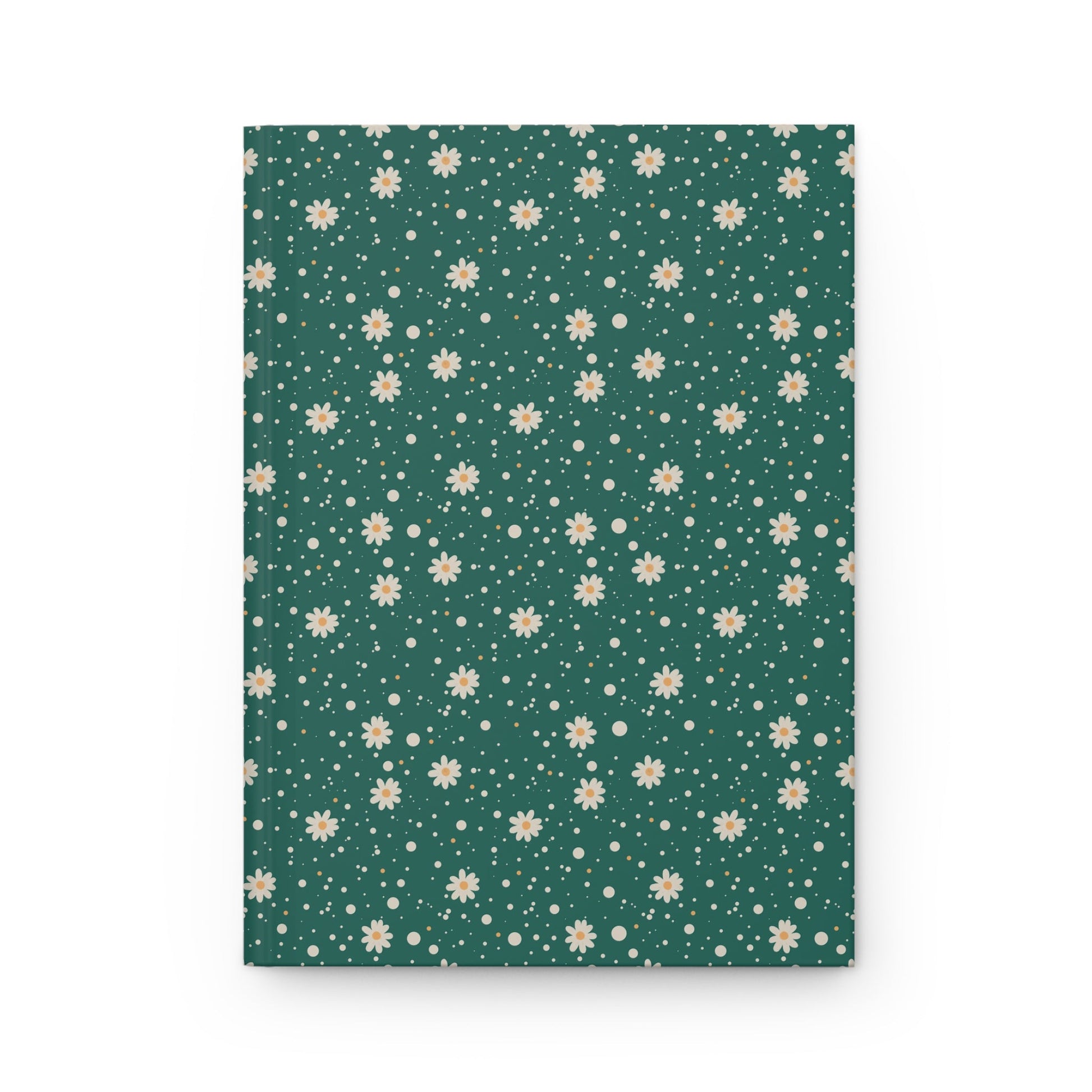 Daisy Dot Teal Green Hardcover Journal with hand - drawn artwork - Flourish Moon Studio