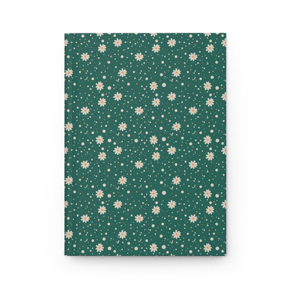 Daisy Dot Teal Green Hardcover Journal with hand - drawn artwork - Flourish Moon Studio