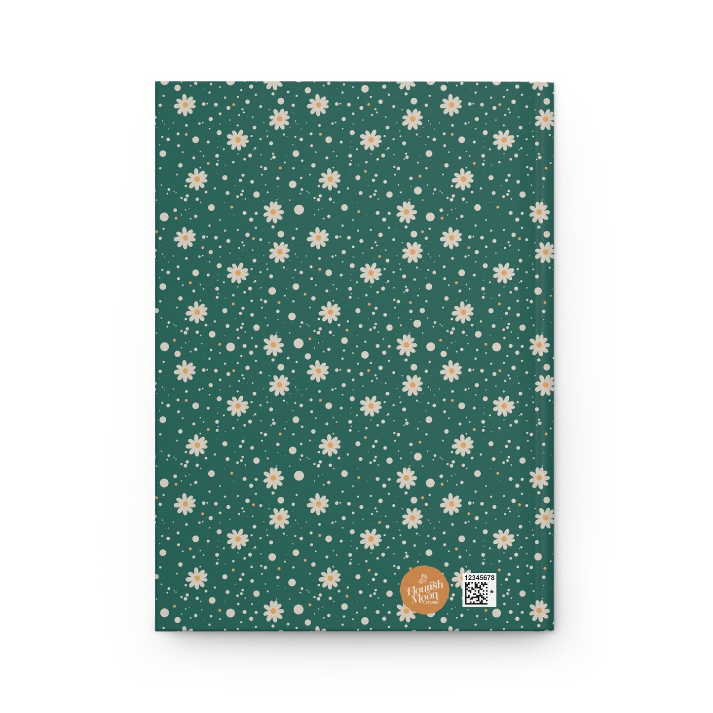 Daisy Dot Teal Green Hardcover Journal with hand - drawn artwork - Flourish Moon Studio