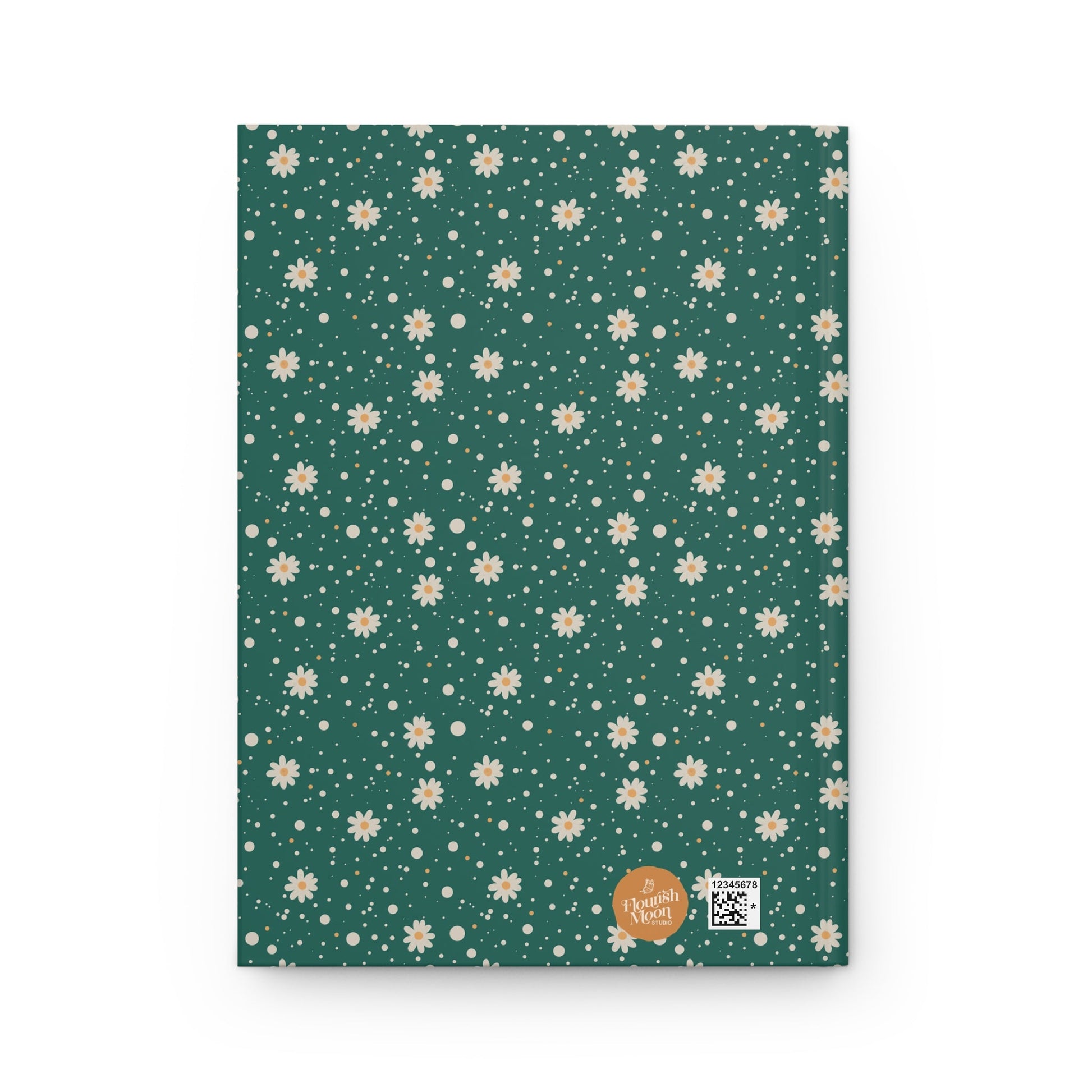 Daisy Dot Teal Green Hardcover Journal with hand - drawn artwork - Flourish Moon Studio