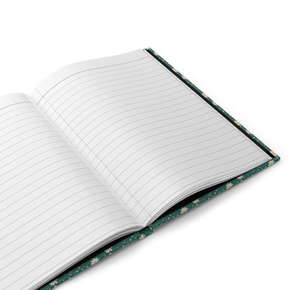 Daisy Dot Teal Green Hardcover Journal with hand - drawn artwork - Flourish Moon Studio
