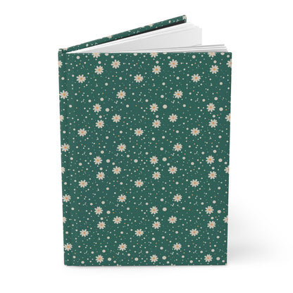 Daisy Dot Teal Green Hardcover Journal with hand - drawn artwork - Flourish Moon Studio