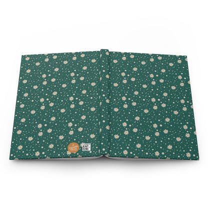 Daisy Dot Teal Green Hardcover Journal with hand - drawn artwork - Flourish Moon Studio
