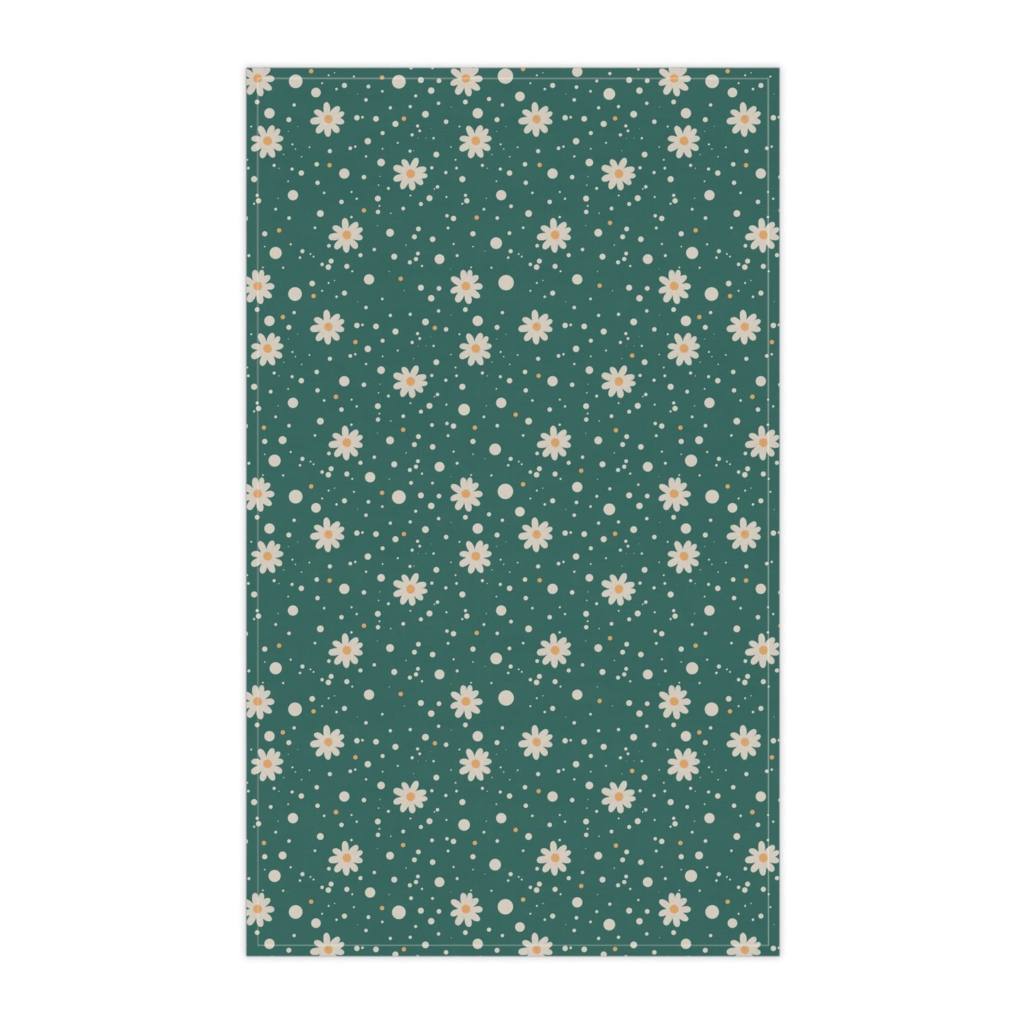 Daisy Dot Teal Tea Towel with hand - drawn artwork - Flourish Moon Studio